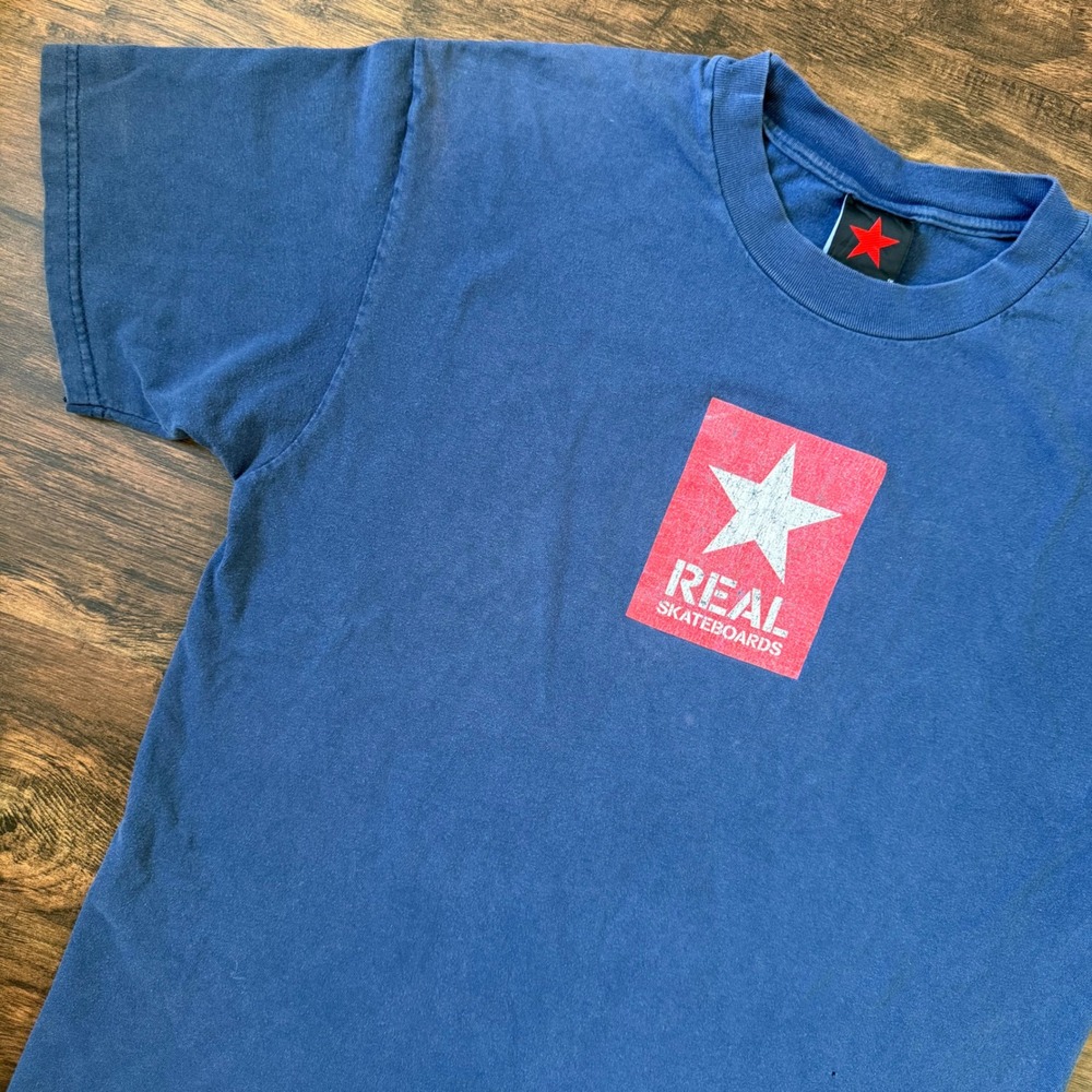 VTG REAL Skateboards T Shirt 2001 Team Deck‎ Logo Skate Tee Large